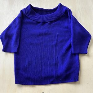 Vintage Forelli Sweater Womens 22/24 Blue Boat Neck Short Sleeve Plus Knit
